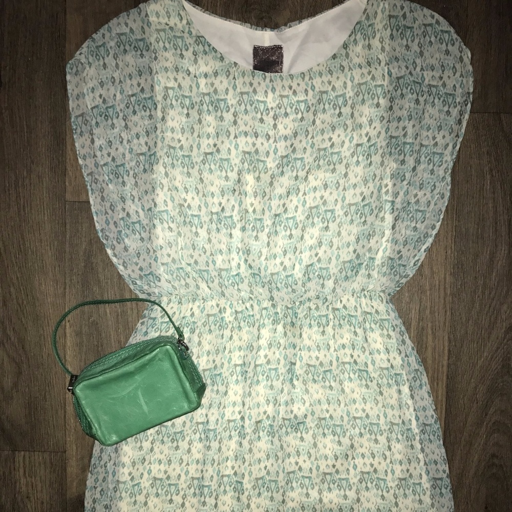 MOON COLLECTION GREEN PATTERN SHEER DRESS