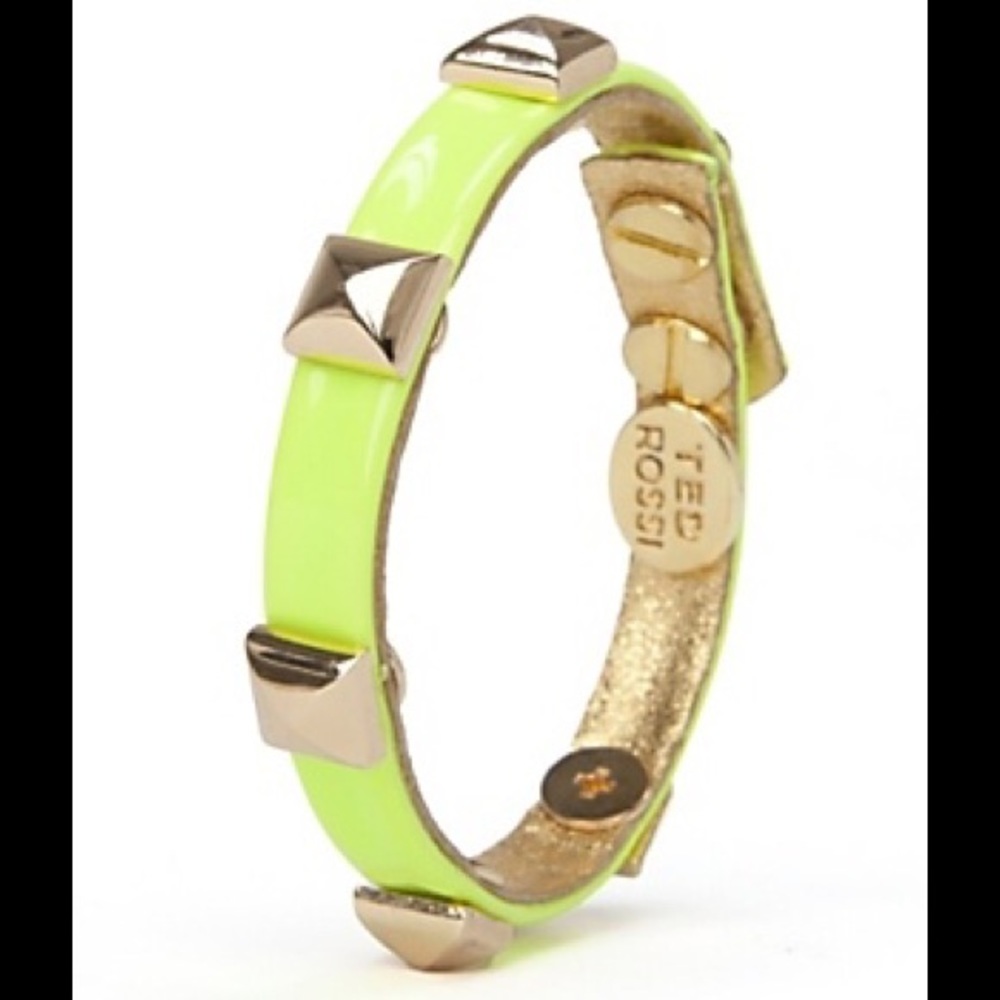 Ted Rossi Rockstud Leather Pyramid bracelet Yellow