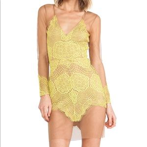 For Love & Lemons Antigua Neon Lace Dress