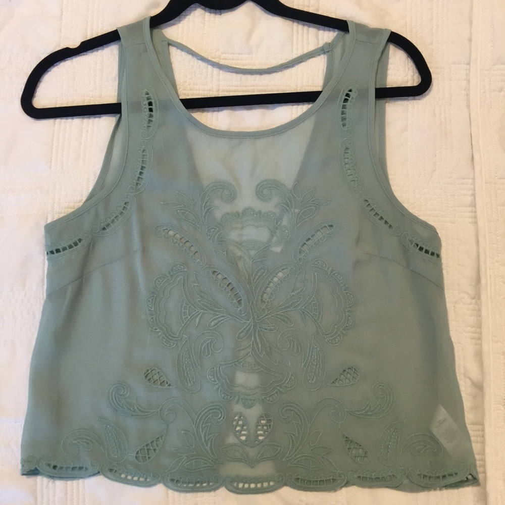 Teal embroidered tank S/M