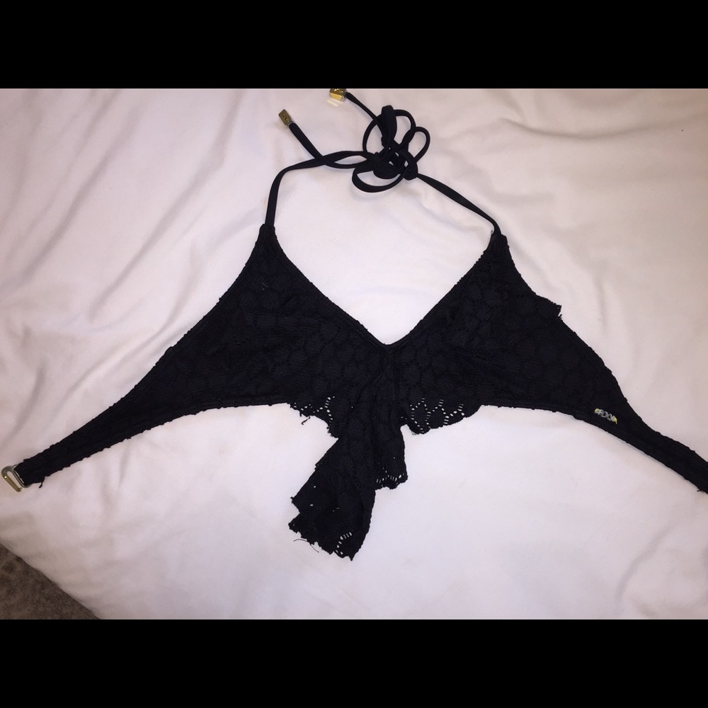 Black halter bathing suit top
