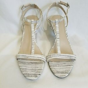 White & Black Calvin Klein T-Strap Heels US 8.5