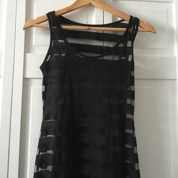 NWOT Sheer Black Maxi Dress with Black Slip - Picture 1 of 5