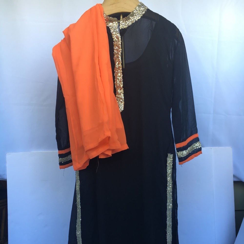 black orange dress Indian dress kurta & flair