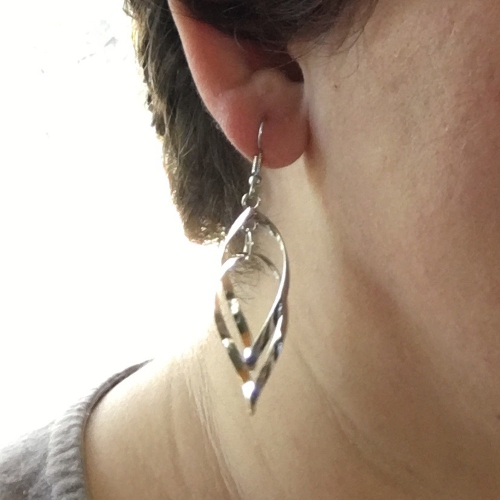 Silver Hoop Dangly Earrings - Picture 5 of 6