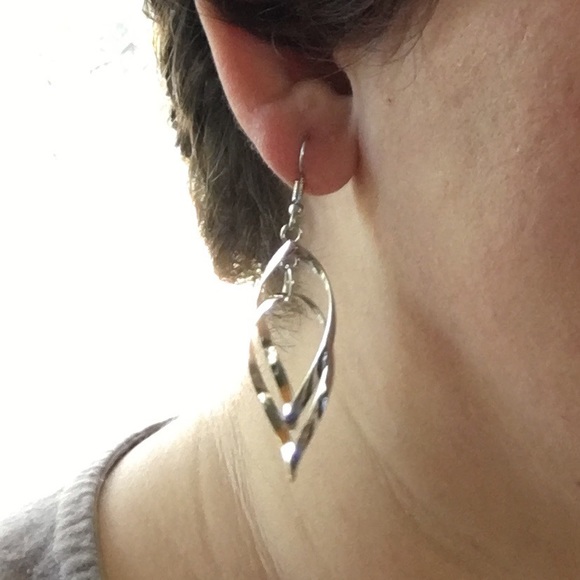 Silver Hoop Dangly Earrings - Picture 5 of 6