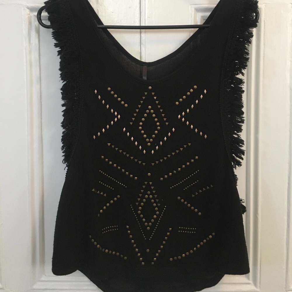 Studded Tank with Fringe