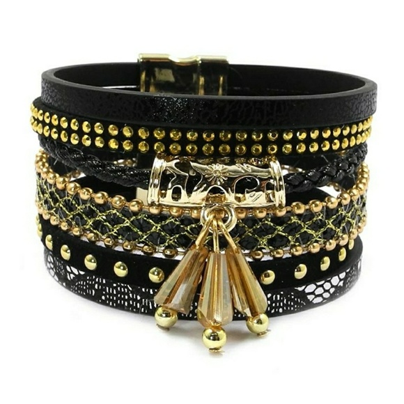 Boutique By The Bay Jewelry - Leather Bracelet Black