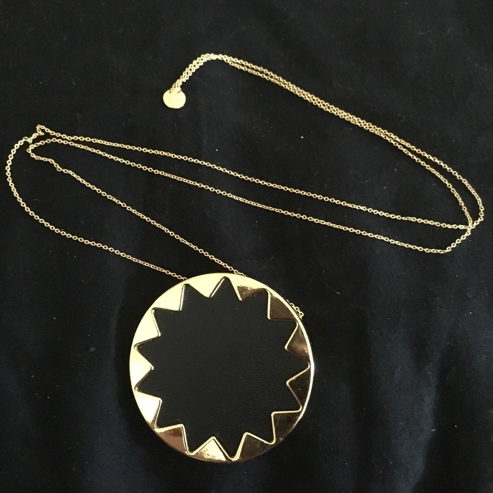 House of Harlow Black Leather Starburst Necklace