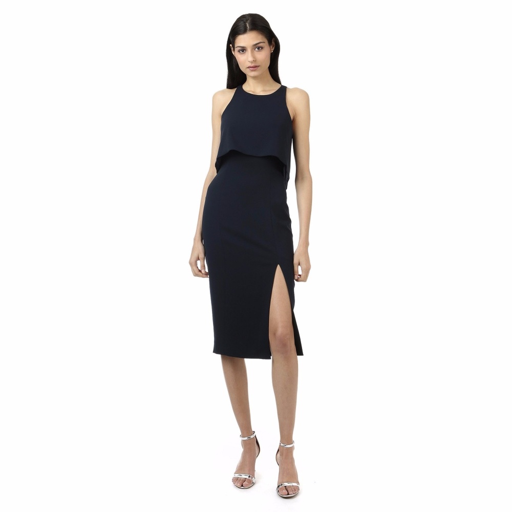 JAY GODFREY Charles High Slit Midi Dress 💙 NWT 💙 Navy, size 8