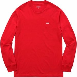 Supreme Metallic Box Logo L/S Tee FW17 -  RED