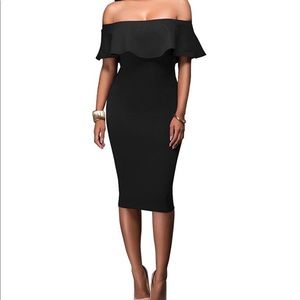 SOLD - Over The Shoulder Body Con Dress Large