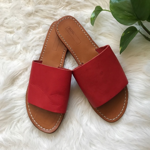 Red leather slides Clearance