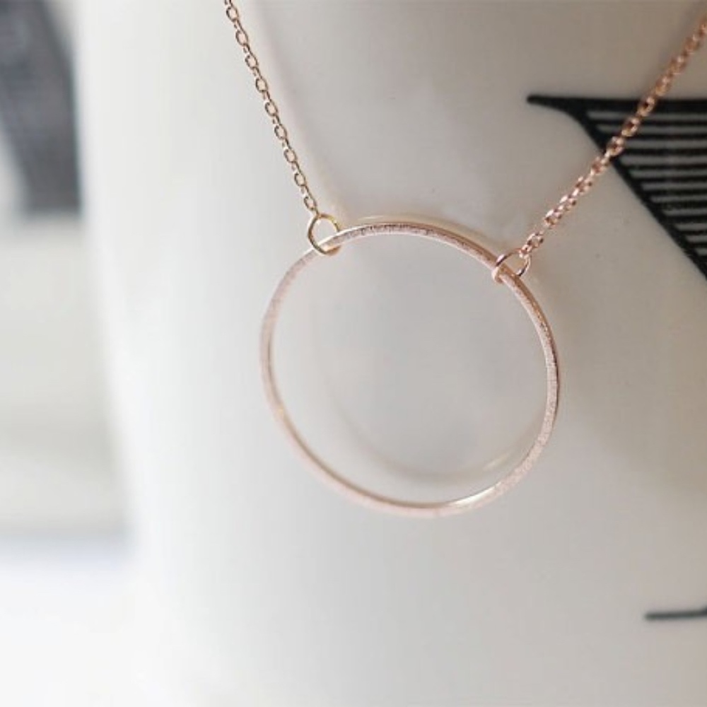 Large Karma Delicate Dainty Circle Gold Necklace - Picture 2 of 4