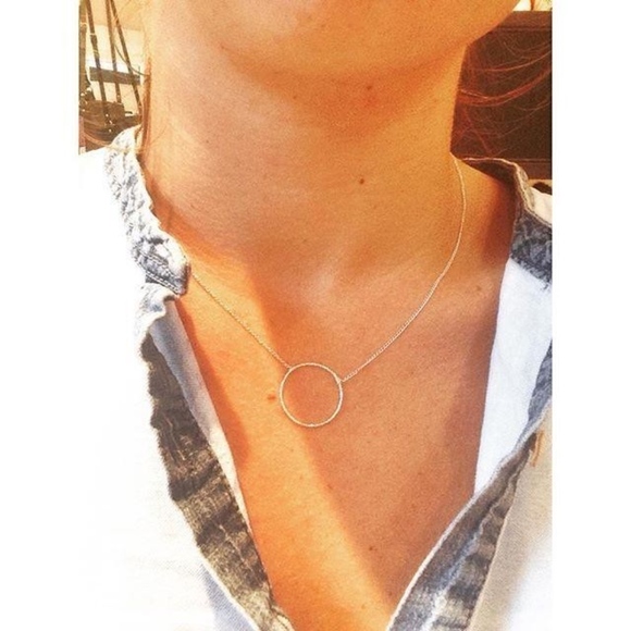 Large Karma Delicate Dainty Circle Gold Necklace - Picture 3 of 4