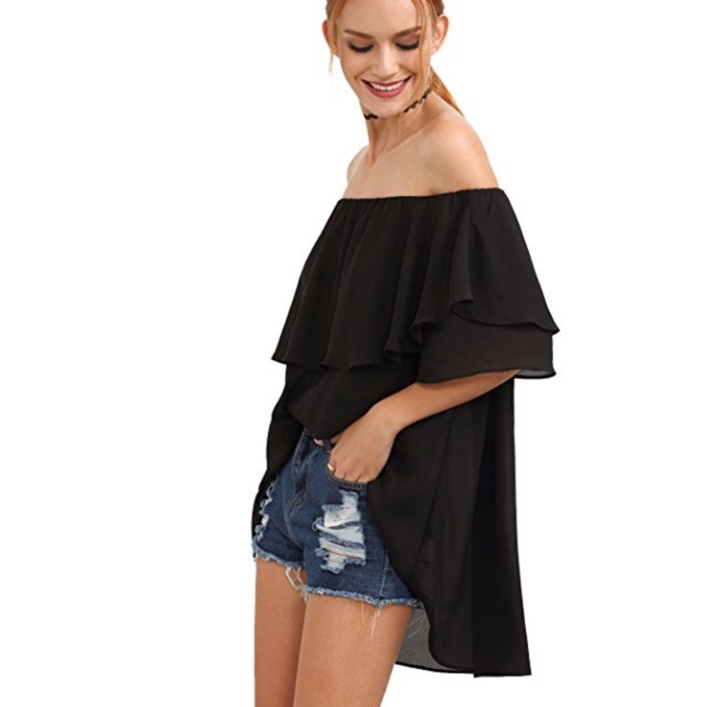 NEW Black Off the Shoulder Top - Picture 3 of 4