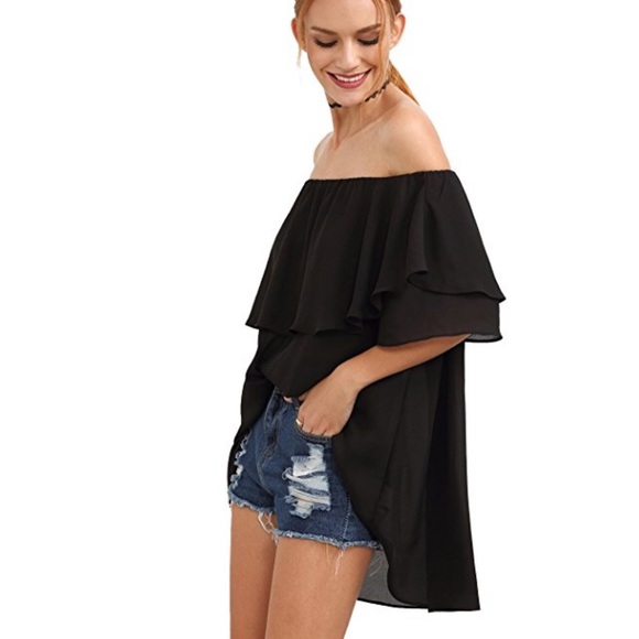 NEW Black Off the Shoulder Top - Picture 3 of 4