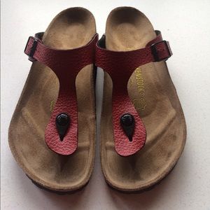 Red Birkenstock Sandals Size 8/38