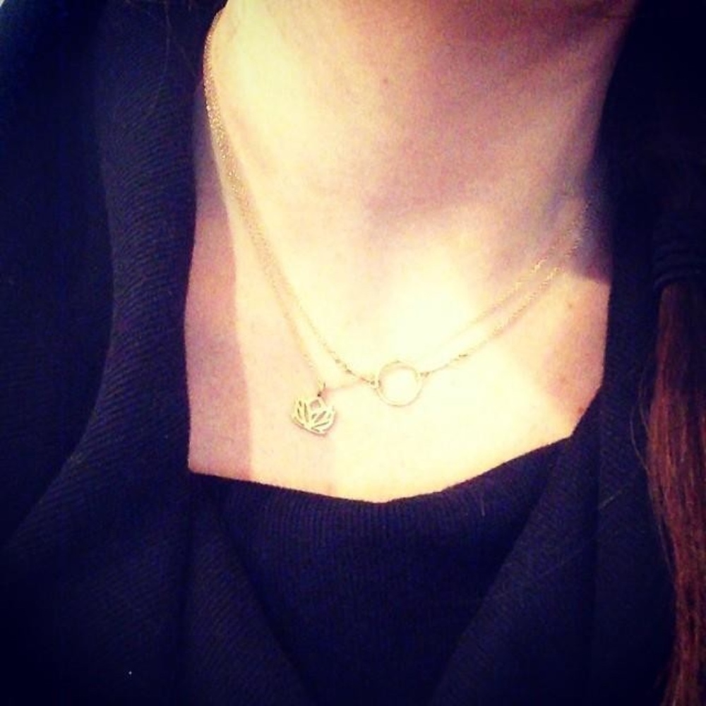 Lotus Flower Pendant Delicate Necklace - Picture 3 of 4