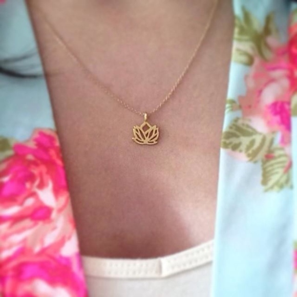 Lotus Flower Pendant Delicate Necklace - Picture 2 of 4