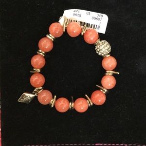 🌟 Coral Stretch Bracelet w/ Jeweled Bead