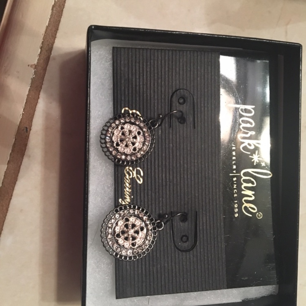 Black and silver round earrings