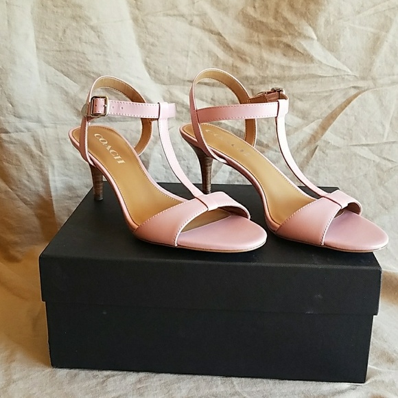 Coach pink melodie semi matte calf heels 7 - Picture 1 of 4