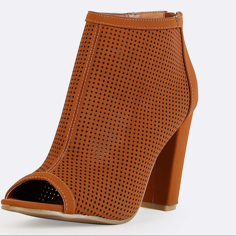 🆕Chunky Heel Booties CHESTNUT - Picture 2 of 4