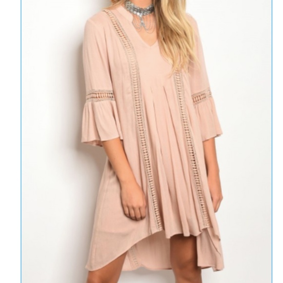 Dresses & Skirts - LAST 1: Nude Boho Chic Bell Sleeve Dress