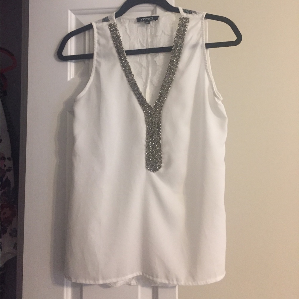 White Silver Beaded Blouse