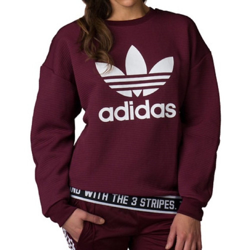 Burgundy Adidas Trefoil Sweatshirt