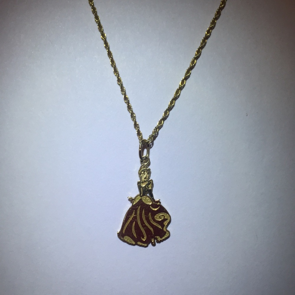 14K Gold Antique Cinderella Necklace