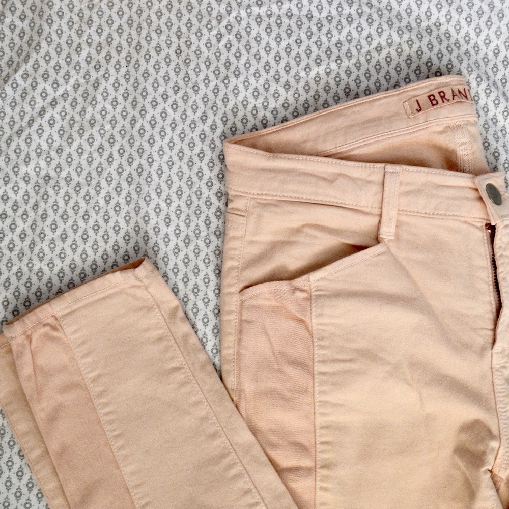 JBrand Tuxedo Stripe Cream Skinny Jeans