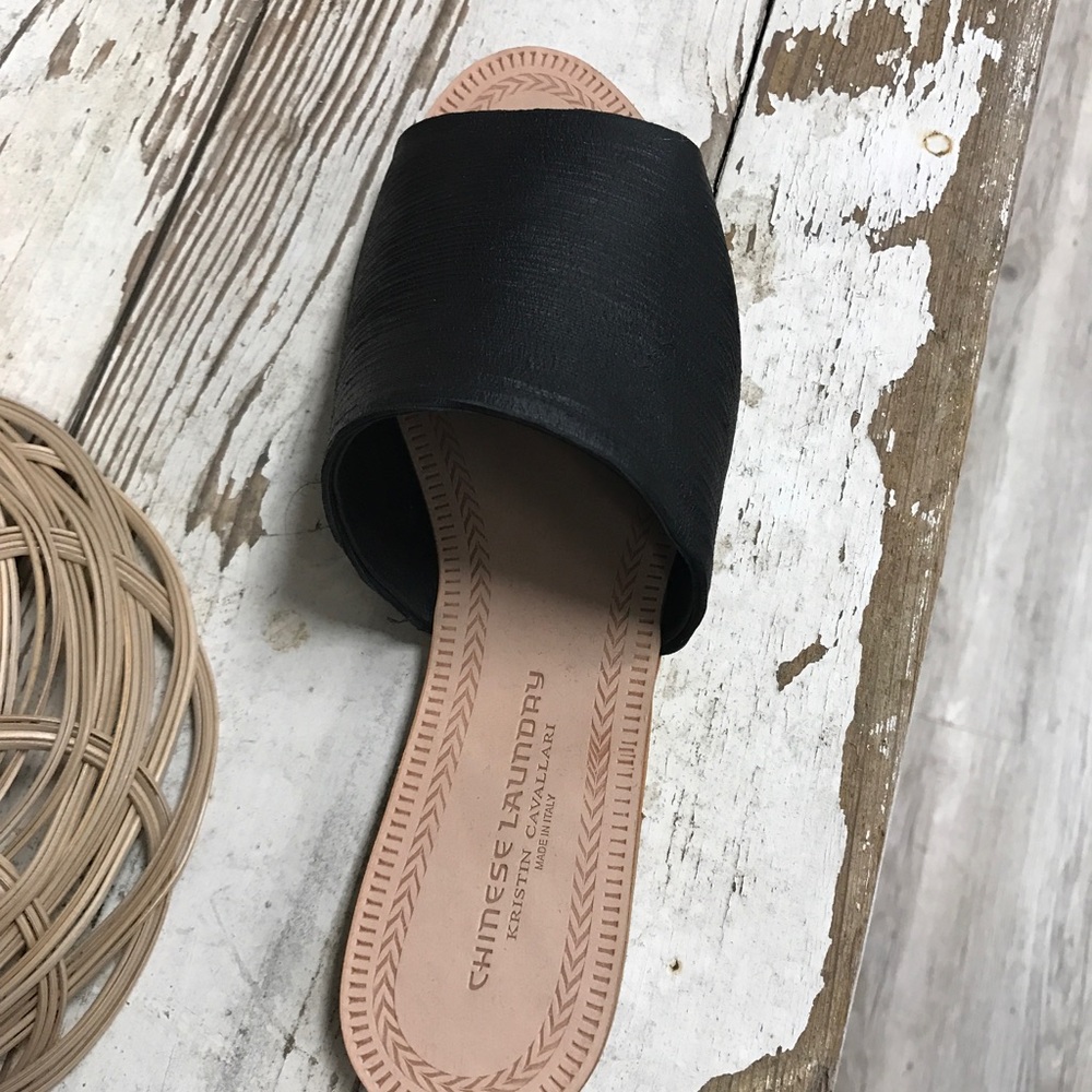 BLACK slip on band sandal avail in black or white
