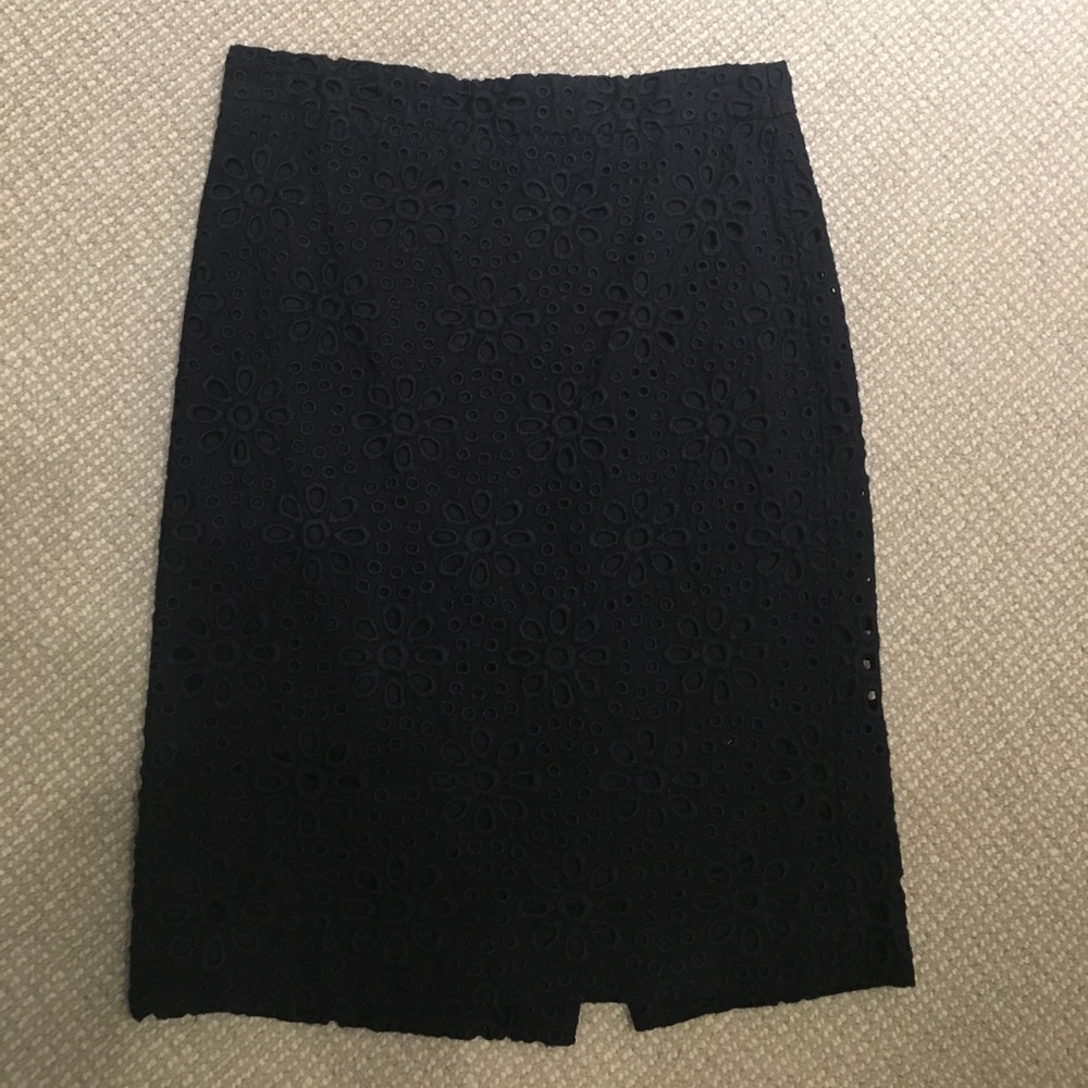 Navy eyelet cotton skirt