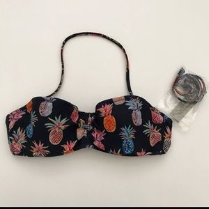 Pineapple Smocked Bandeau Bikini Top
