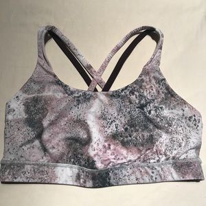 Lululemon Energy Bra - purple/pink/green splatter