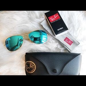 Ray-Ban Cockpit Blue flash sunglasses with case
