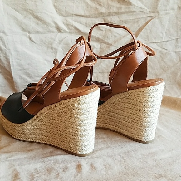 Coach black saddle Dana platform wedges 8M - Picture 2 of 4