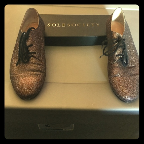 Sole Society Shoes - Multi color glitter lace up flat