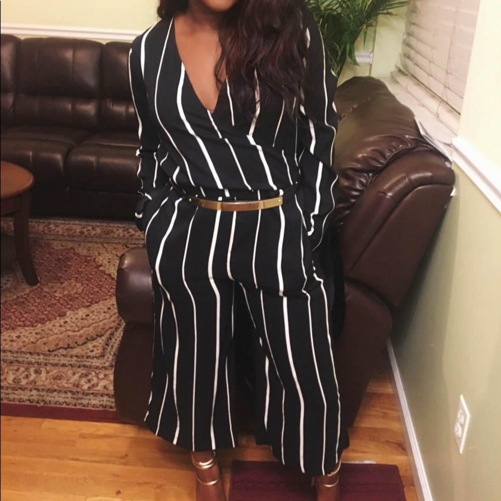 Long Sleeve Striped Jumpsuit - Picture 1 of 4