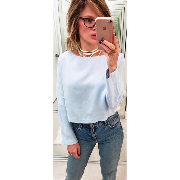 Zara Tops - Zara Light Blue Cropped Blouse