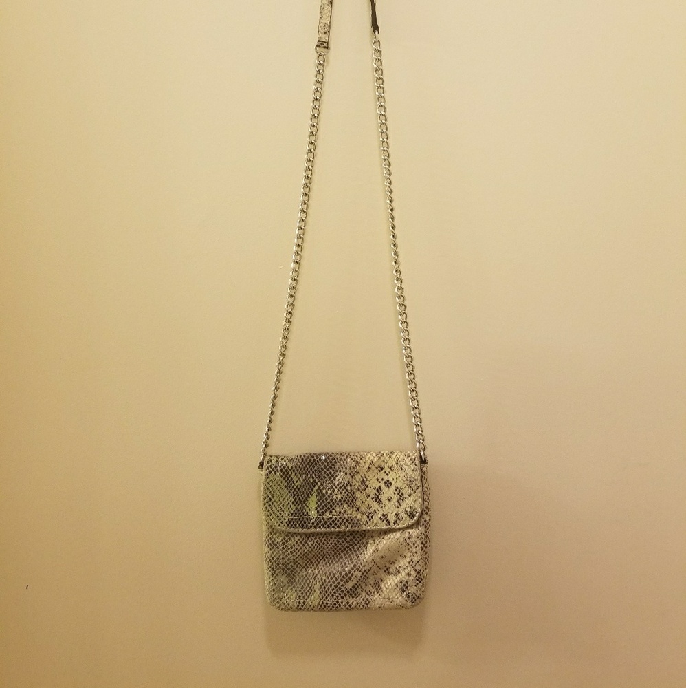 Snake embossed crossbody bag