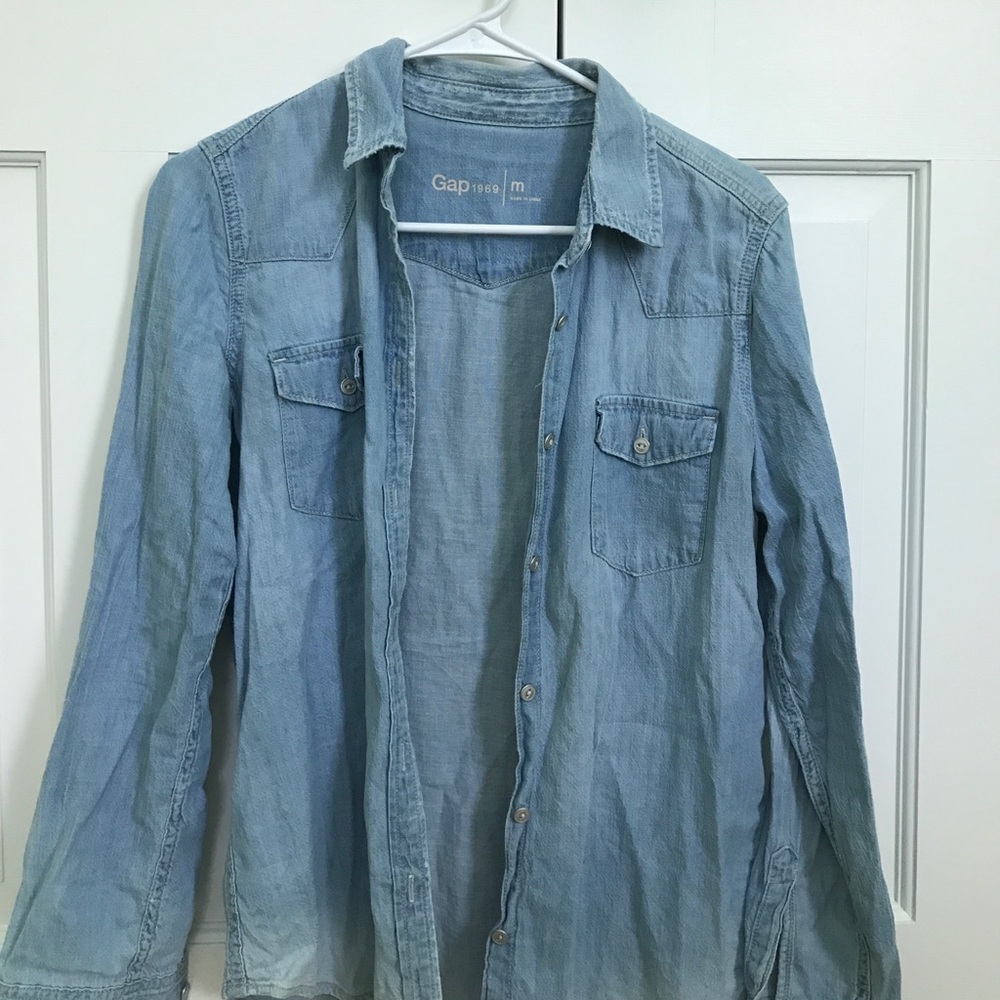 Distressed jean shirt