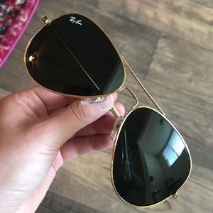 Authentic black and gold ray ban aviators
