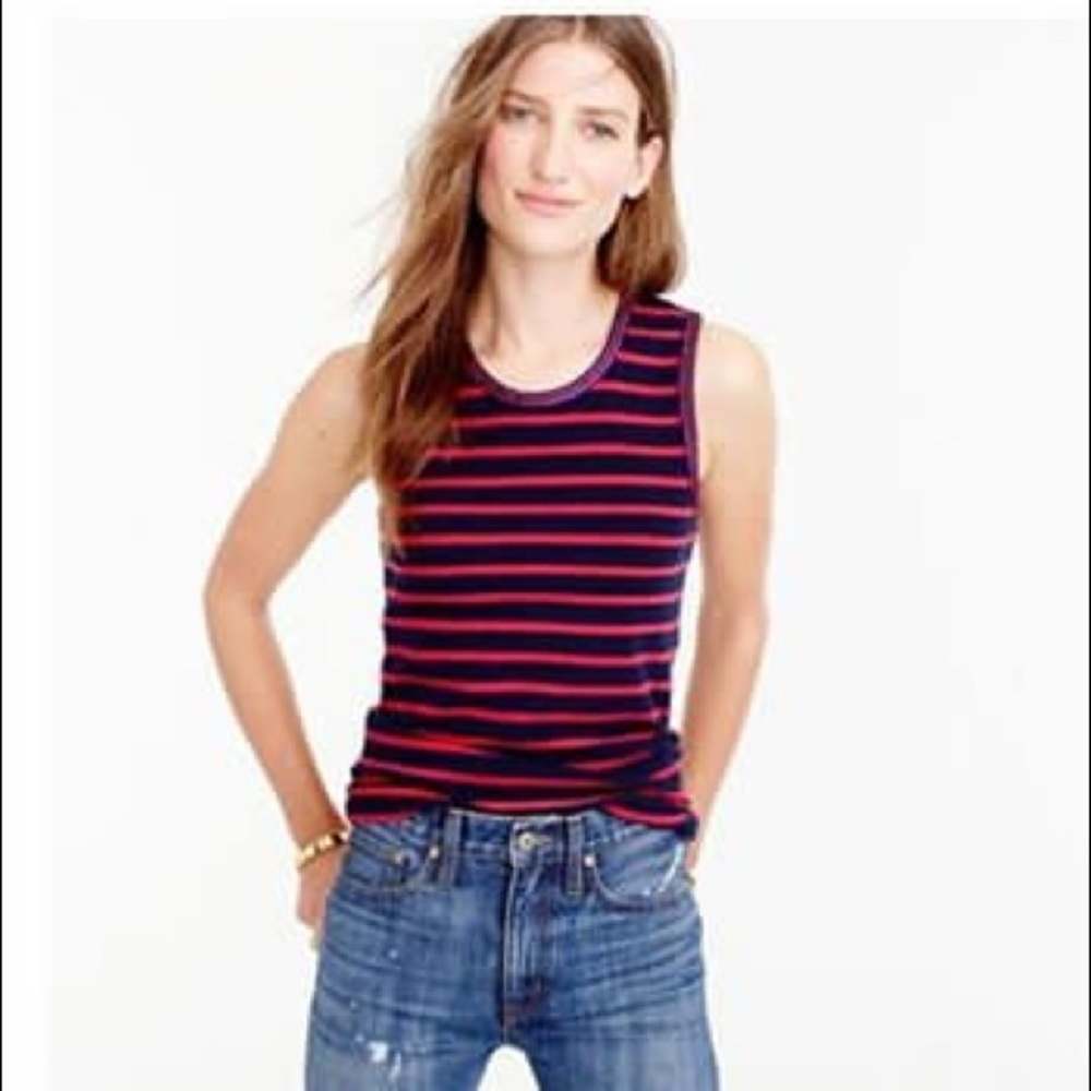 J Crew metallic trim striped shell shirt XL