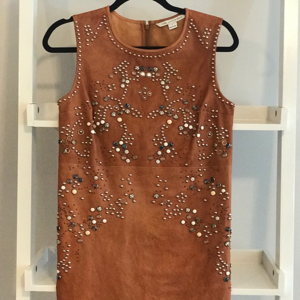 Diane von Furstenberg Mini leather tan embroidery