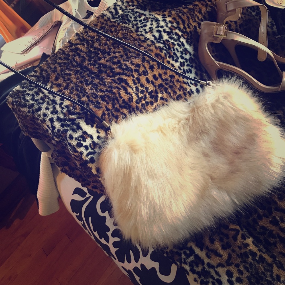 Furry white purse!