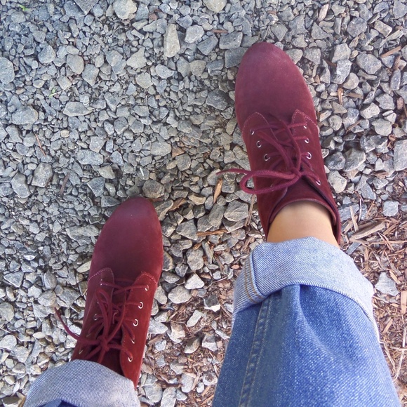 Final Price Steve Madden Maroon Lace up Booties - Picture 4 of 5