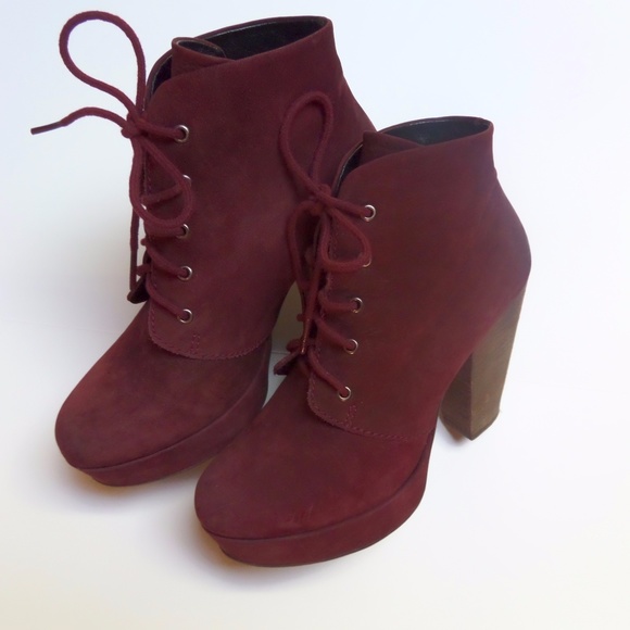 Final Price Steve Madden Maroon Lace up Booties - Picture 2 of 5